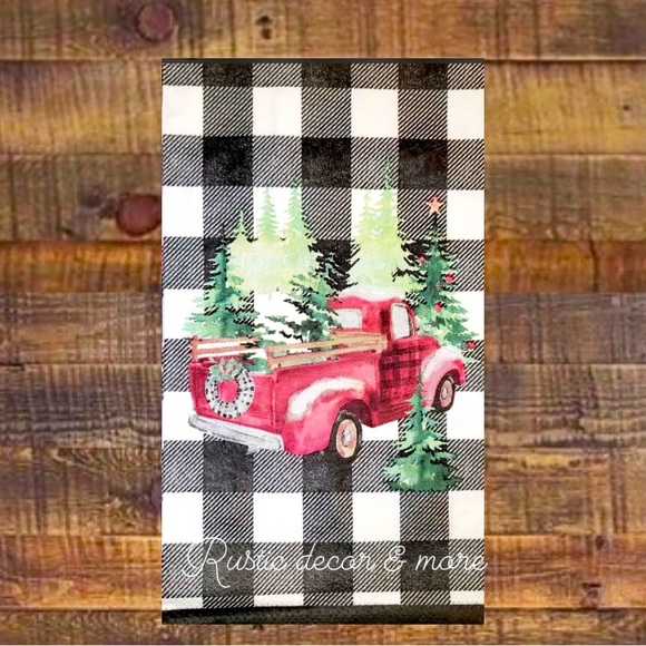 Red Christmas Truck Napkins For Decoupaging Guest Towel Size - Picture 1 of 2
